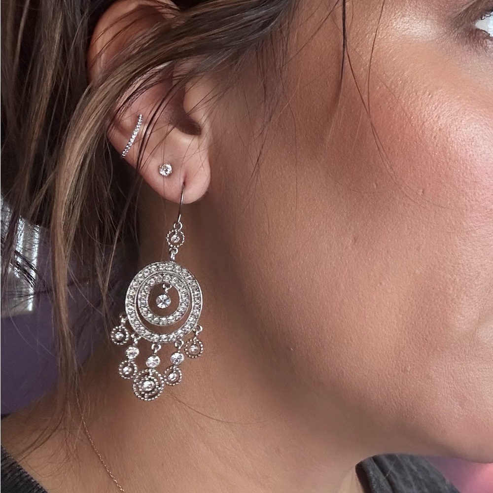 Vintage Monet silver chandelier earrings